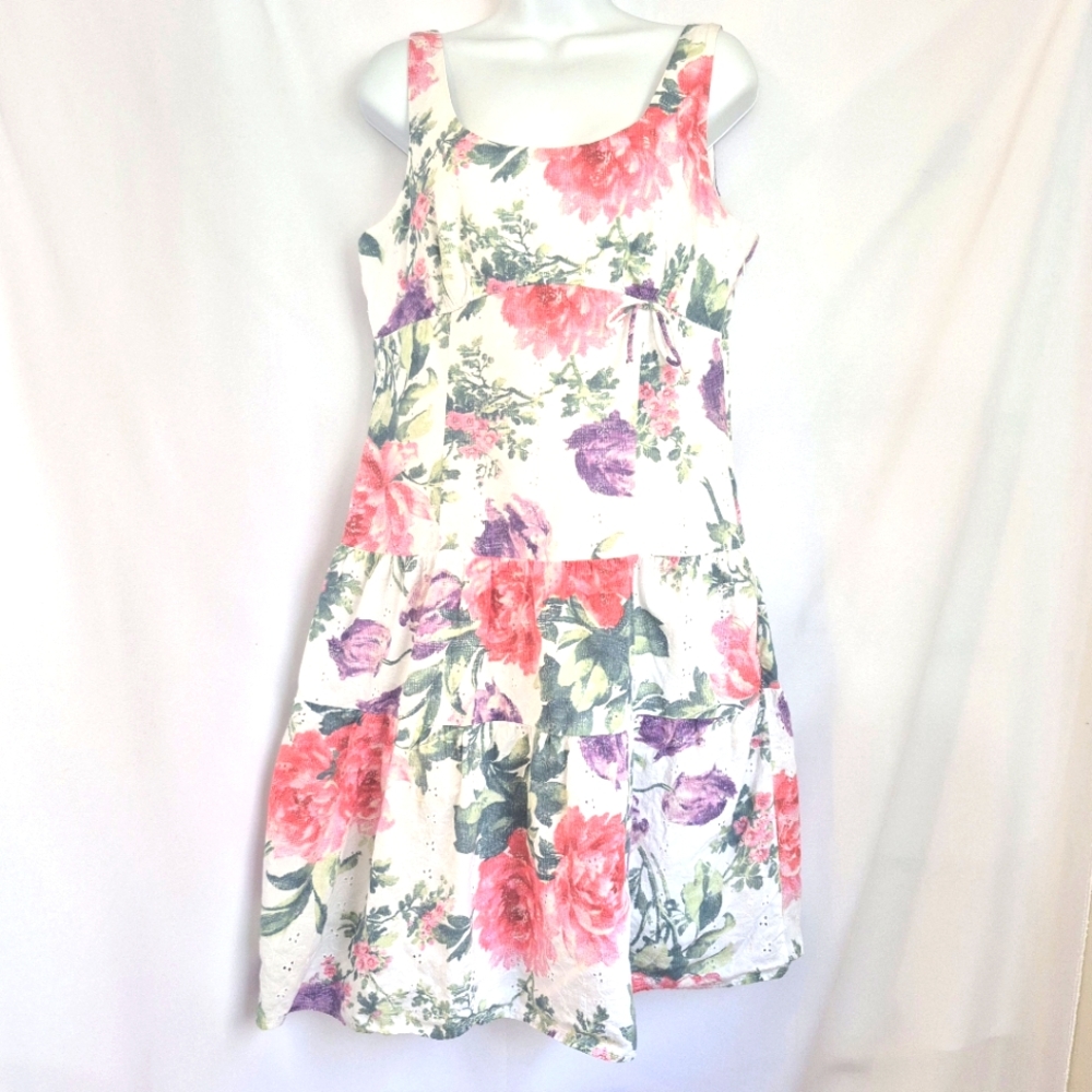 Connected Petite Women's Summer Floral Midi Dress Sz 14P